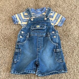Gymboree Blue Denim Kids Overalls and Coordinating T-Shirt